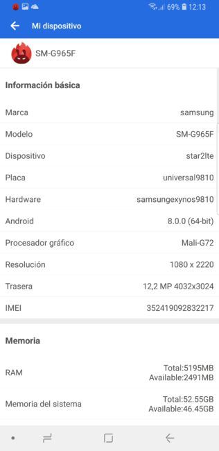 Datos AnTutu del Samsung Galaxy S9+