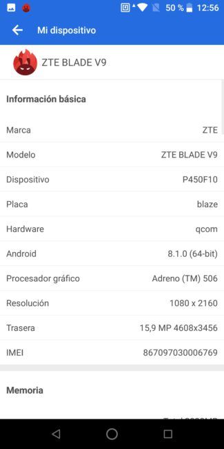 Datos AnTuTu del ZTE Blade V9