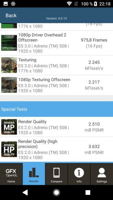 Resultado FXbench Sony Xperia XA2