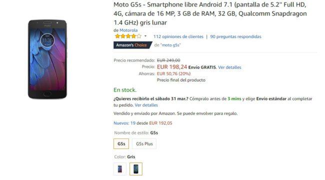 Moto G5s de oferta en Amazon
