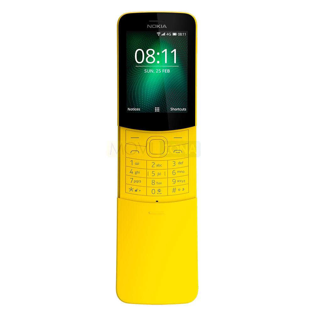 Nokia 8110 amarillo con tapa abierta vista frontal