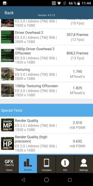 Test GFXbench con el ZTE Blade V9