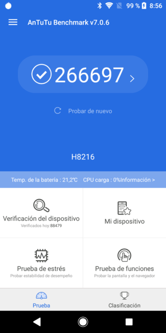 Resultado en antutu del Sony Xperia XZ2