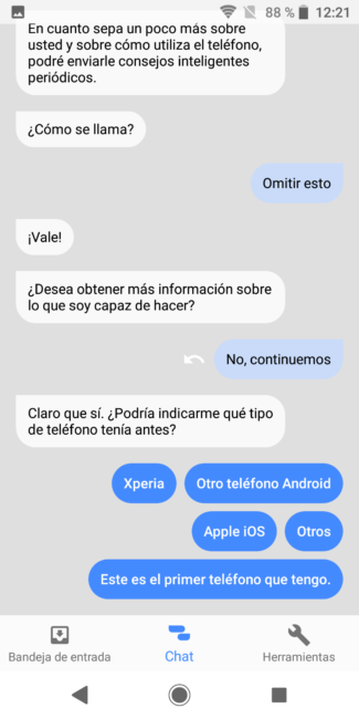 Chat en Xperia Assist en el Sony Xperia XZ2