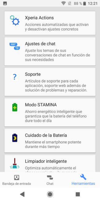 Opciones de Xperia Assist en el Sony Xperia XZ2