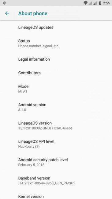 LineageOS 15.1 para el Xiaomi Mi A1
