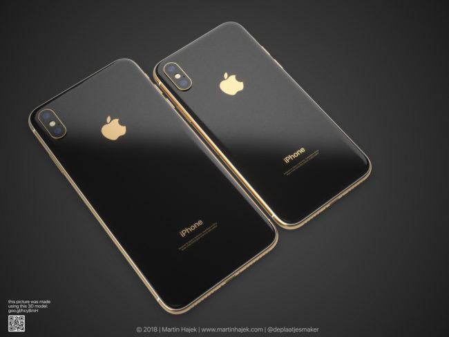 Carcasa del iPhone X dorado con terminaciones en color negro