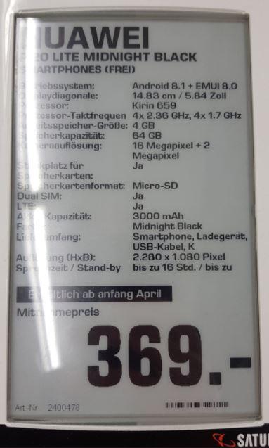 precios del Huawei P20