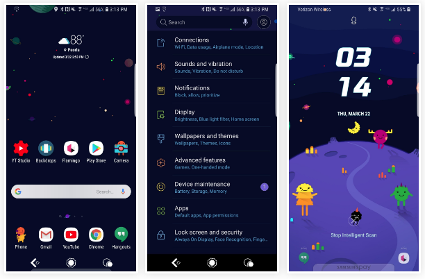 space tema negro samsung
