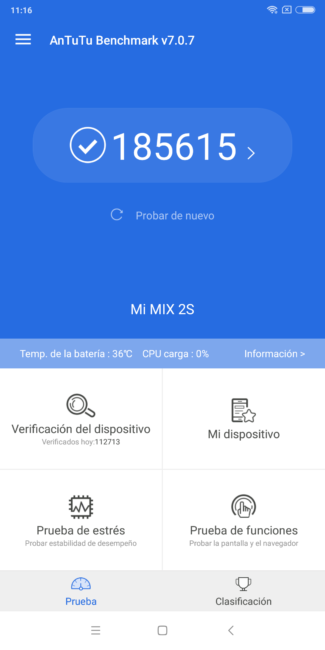 Restultado Xiaomi Mi Mix 2S AnTuTu