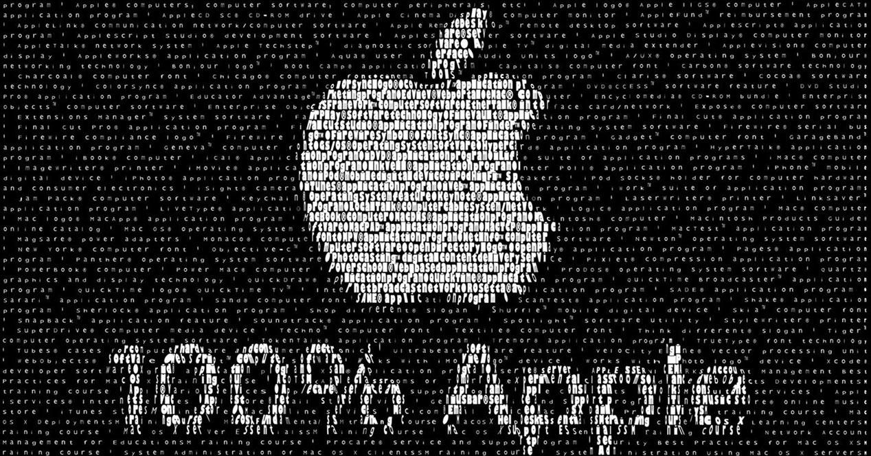 Logotipo de Apple con fondo de letras