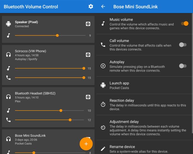 Interfaz de Bluetooth Volume Control