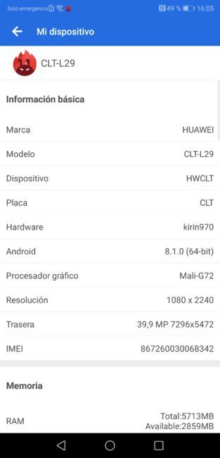 Resumen datos AnTuTu con el Huawei P20 Pro