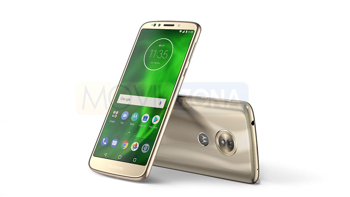 Motorola Moto G6 Play dorado vista delantera y trasera