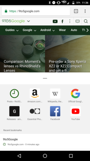Interfaz de Chrome 66 para Android