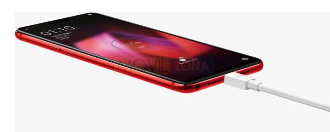 OPPO R15 rojo conectado USB