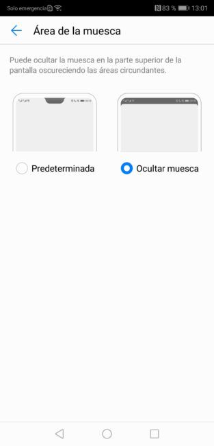 Opciones del notch del Huawei P20 Pro
