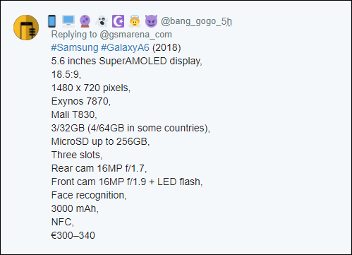 precios de los Samsung Galaxy A6 y A6 Plus