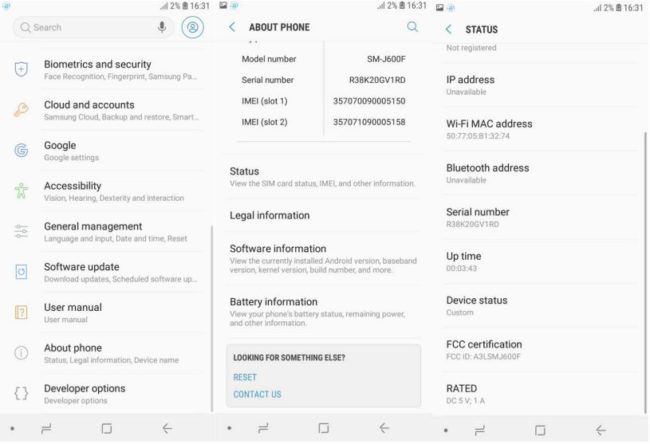 Capturas de pantalla del Galaxy J6