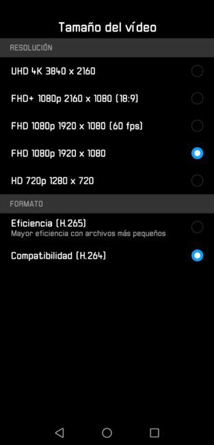Resolución al grabar en vídeo con el Huawei P20 Pro