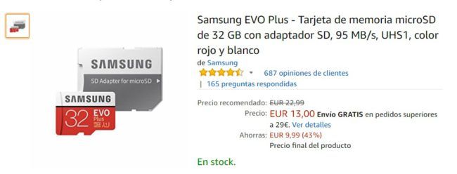 tarjetas microSD en oferta de 32 GB