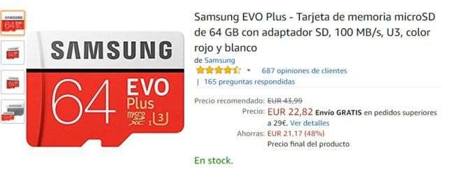 tarjetas microSD en oferta de 64 GB