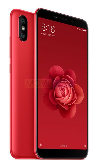 Xiami MI 6X rojo vista delantera y trasera