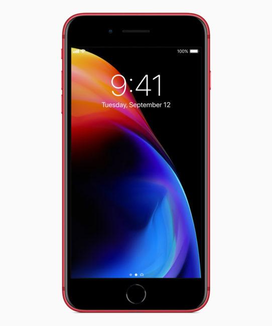 Frontal del iPhone 8 de color rojo