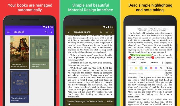 Interfaz de Lithium Epub Reader