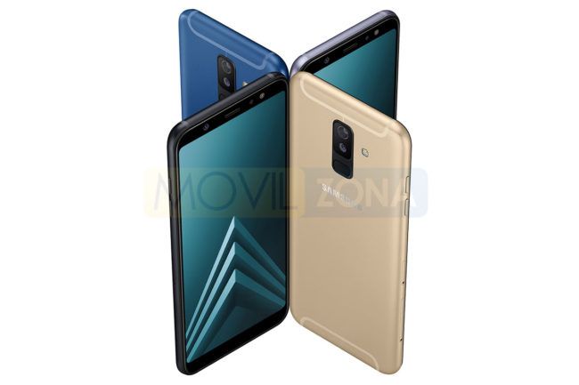 Samsung Galaxy A6 Plus dorado, negro, azul y gris