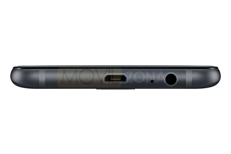 Samsung Galaxy A6 gris detalle del conector de batería y auriculares