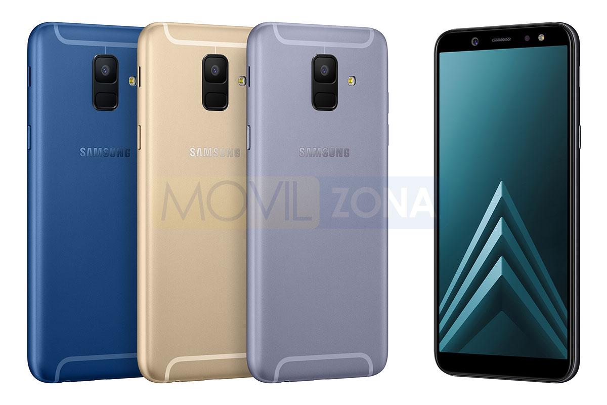 Samsung Galaxy A6 azul, dorado y gris