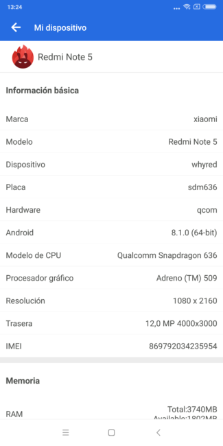 Datos en AnTuTu del Xiaomi Redmi Note 5