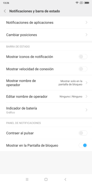 Inforamción del sistema en el Xiaomi Redmi Note 5