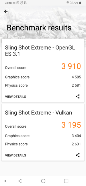 Resultado en 3D Mark con el LG G7 ThinQ