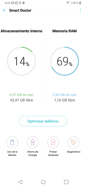 Análisis del sistema en co LG G7 ThinQ