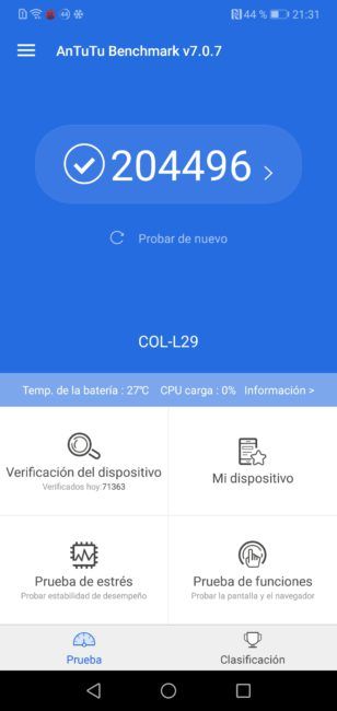 Resultado AnTuTu Honor 10
