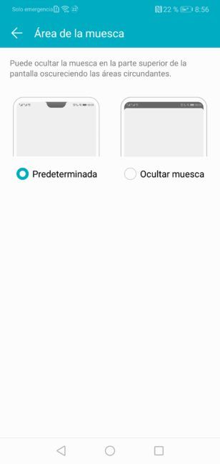 Opciones notch del Honor 10