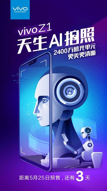 Diseño y características del Vivo Z1 en una imagen promocional