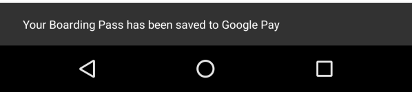 Confirmacion de billete guardado en Google Pay