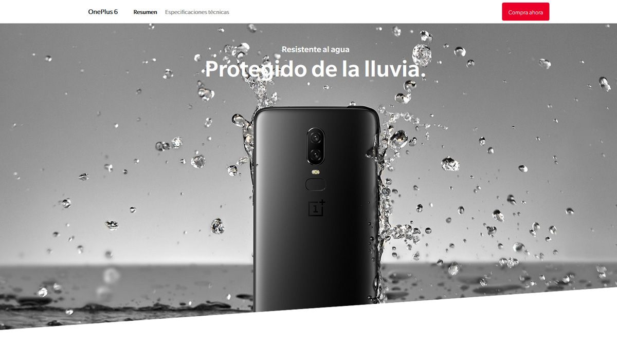 Carcasa del OnePlus 6 con resistencia al agua