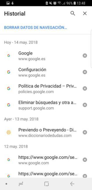 eliminar el historial de búsqueda de tu móvil