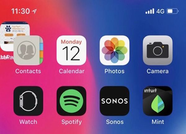 Icono de app en iOS superpuesto sobre otro