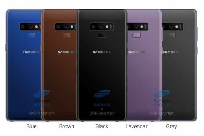 colores disponibles para el Samsung Galaxy Note 9