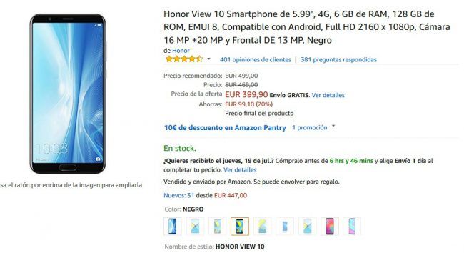 Amazon Prime day 2018-Honor View 10