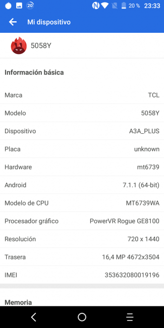 Datos AnTuTu Alcatel 3X
