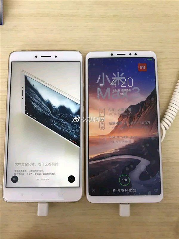 Frontal del Xiaomi Mi Max 3 frente al del Xiaomi Mi Max 2
