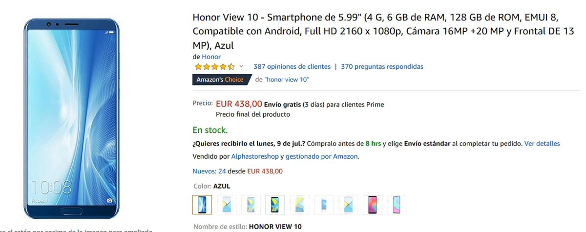 Oferta del Honor 10 View