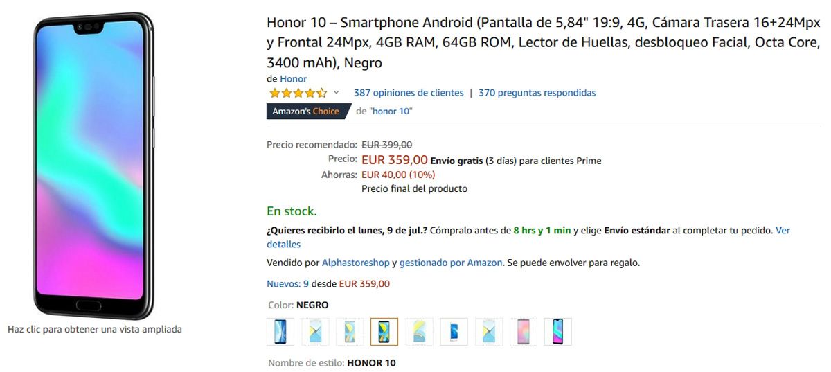 Oferta del Honor 10