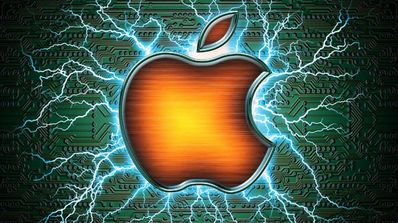 Logotipo de Apple con rayos de fondo